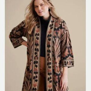 Soft Surroundings Size XL Karalina Jacquard Cardigan Sweater Tapestry Knit
